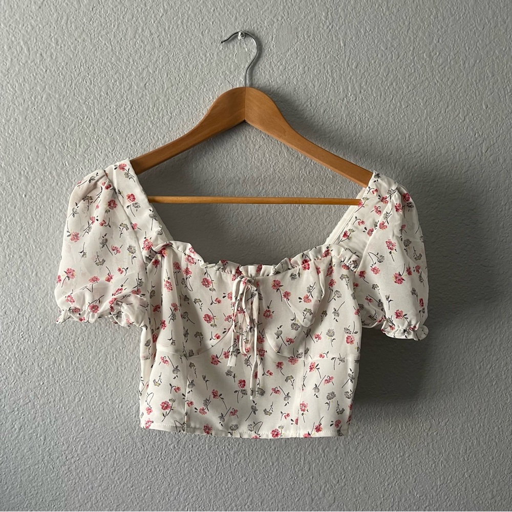 Feminine Floral Cottagecore Bustier Cropped Top